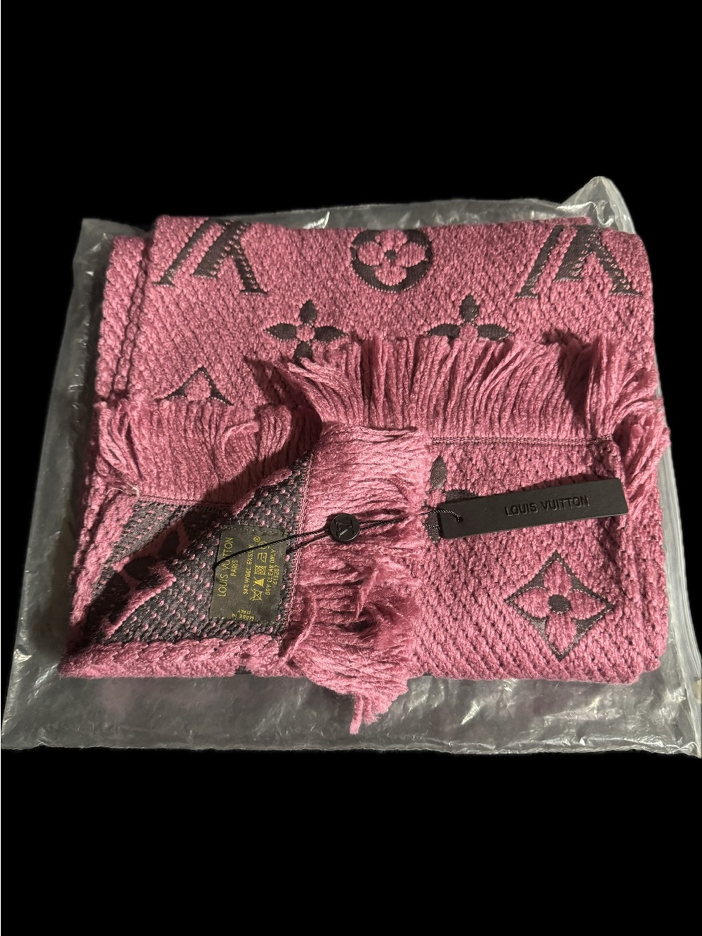 Louis Vuitton Pink Monogram Fringe Wrap Scarf